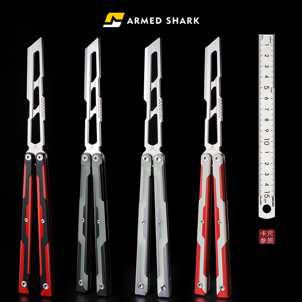 战鲨阿贾克斯蝴蝶刀【桔梗balisong】铝合金 G10镶嵌式 花式未开刃