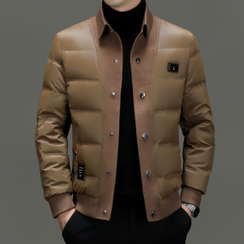 轻薄羽绒服男款休闲时尚2025新款潮流翻领男士保暖冬季外套男装潮