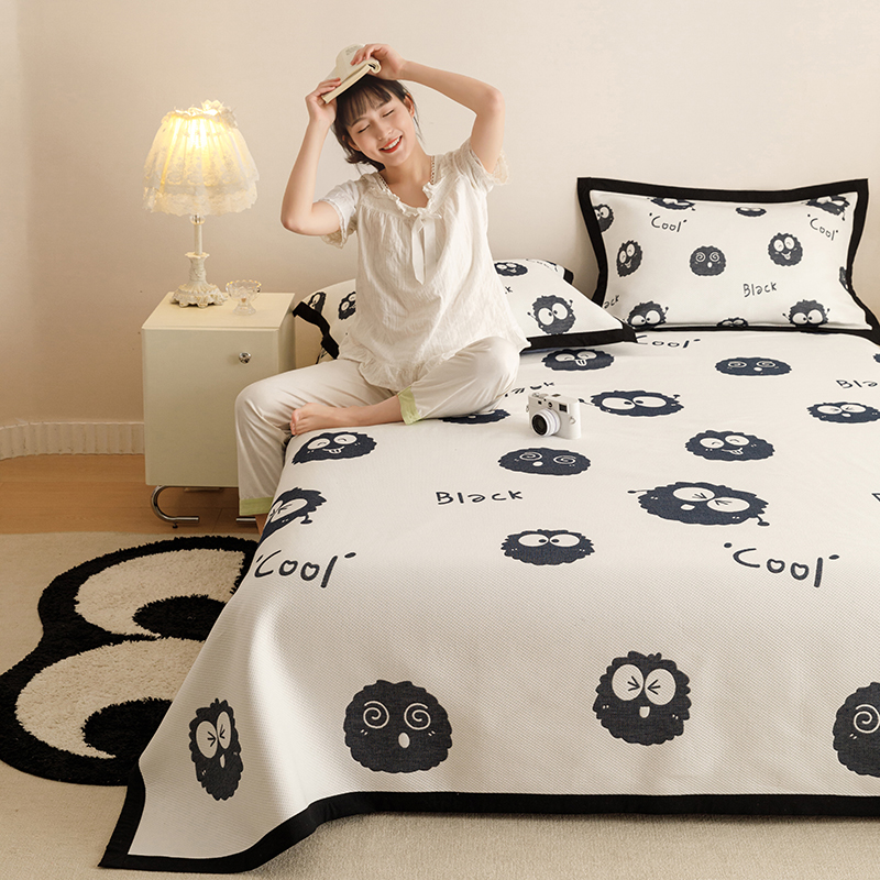 a类母婴级6六层纯棉色织纱布床盖毯子高档双面全棉床单盖被三件套