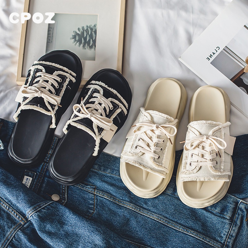CPOZ男秋季外穿潮牌凉鞋2025新款户外运动凉拖鞋厚底一字拖沙滩鞋