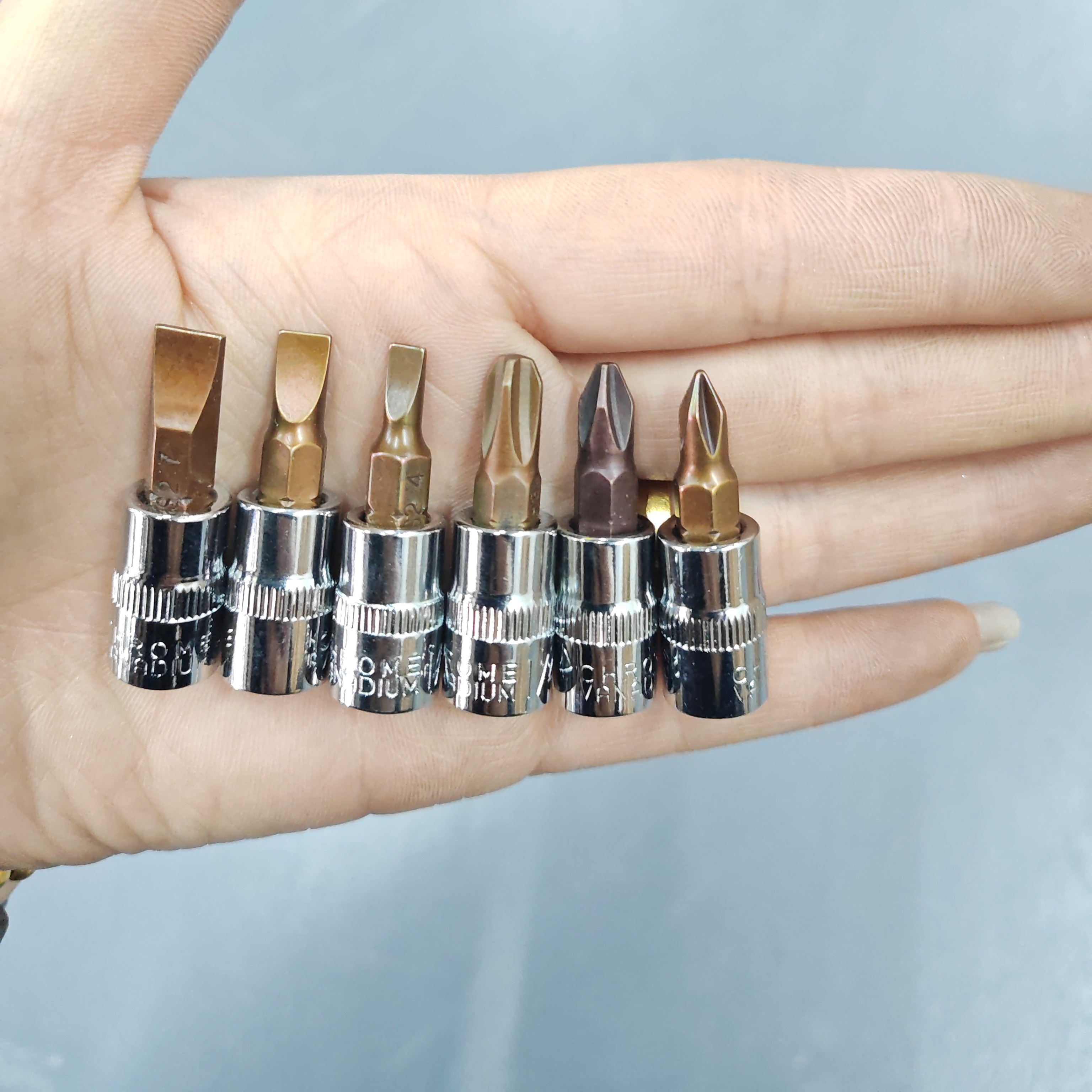 1/4小飞套筒压批头扳手内六角一字十字旋具头