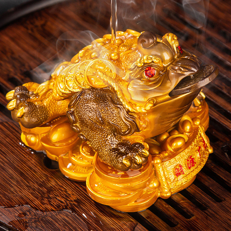 高档三足金蟾茶宠变色茶具配件茶台茶桌摆件饰品禅意茶道精品蟾蜍