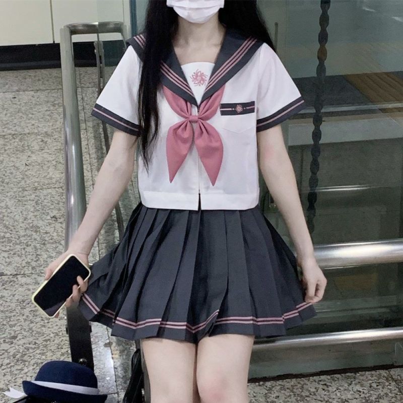 【岁樱】城南诗中意原创日系校供学院风jk制服灰色三本水手服短袖
