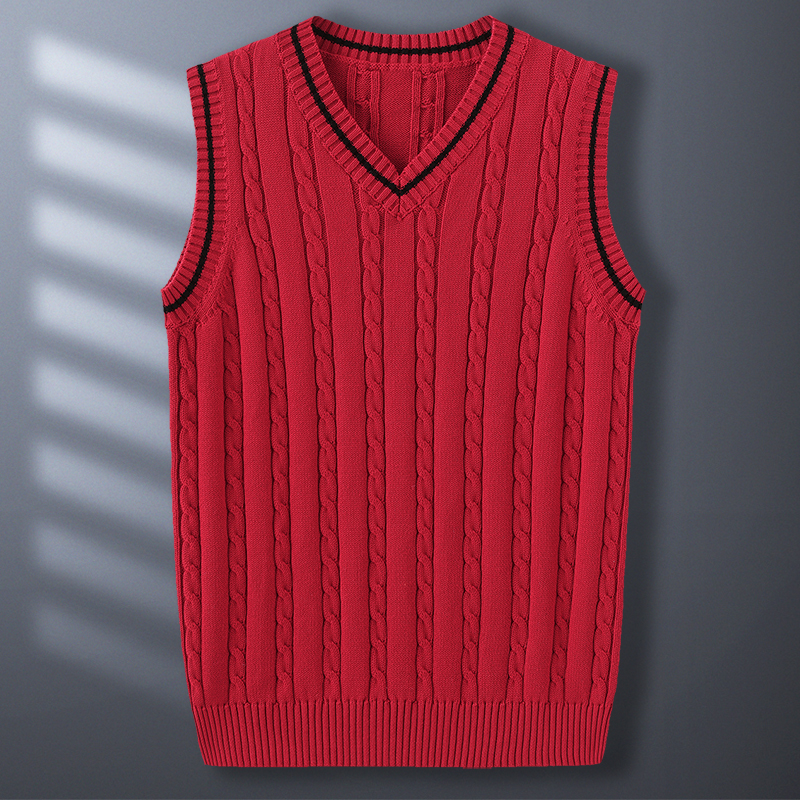 秋冬毛衣背心男V领针织衫马甲学院风毛背心无袖毛线坎肩毛衫马夹