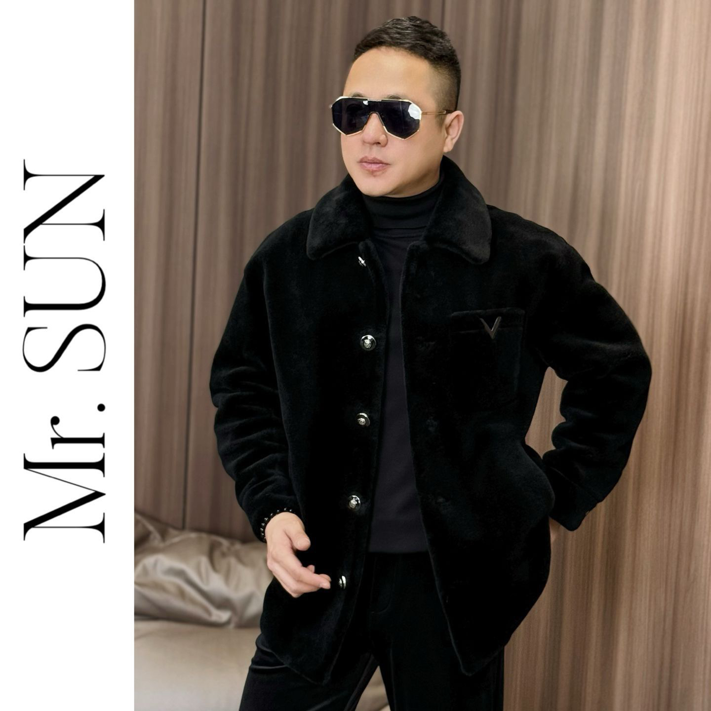 孙先生｜高奢款100%羊毛男款翻领大衣不规则衬衫款式羊毛外套9811