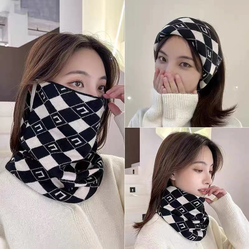 【升级款】秋冬时尚防寒保暖挂耳围脖围巾百搭针织加厚骑行防风面罩