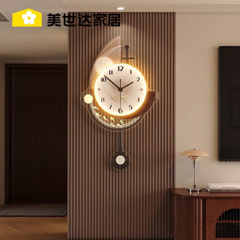 美世达钟表挂钟客厅新款轻奢高级感创意简约现代大气挂墙时钟家用