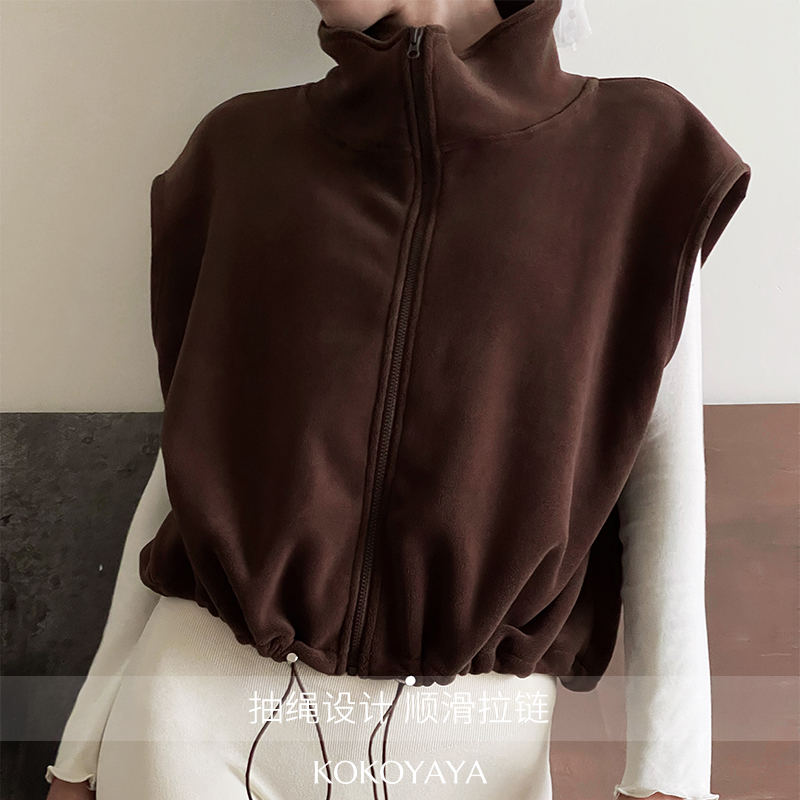 kokoyaya摇粒绒背心瑜伽无袖健身外套新款冬季训练跑步保暖马甲女