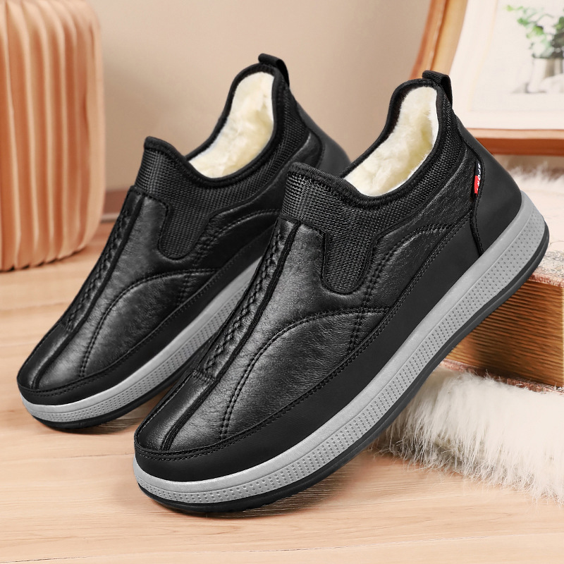 棉鞋冬季2025新款休闲舒适保暖男鞋防滑一脚蹬加绒加厚爸爸鞋