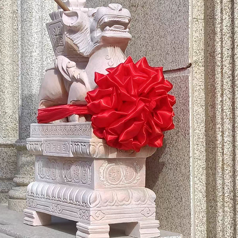 大红花球红绸缎结婚乔迁开业商场剪彩交车奠基石狮子红花活动庆祝