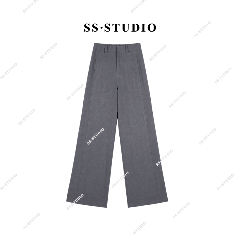 【SUSU】（配腰带）早秋高腰显瘦平纹面西装裤垂感直筒休闲裤SS-9919