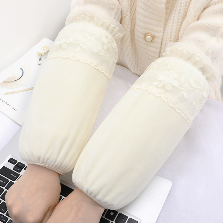 加宽长款羽绒服袖套女士冬季韩版防脏护袖棉衣套袖黑色米白色袖头