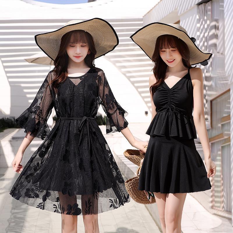 韩国泳衣女仙女范学生性感分体三件套泡温泉遮肚显瘦ins大码胖mm