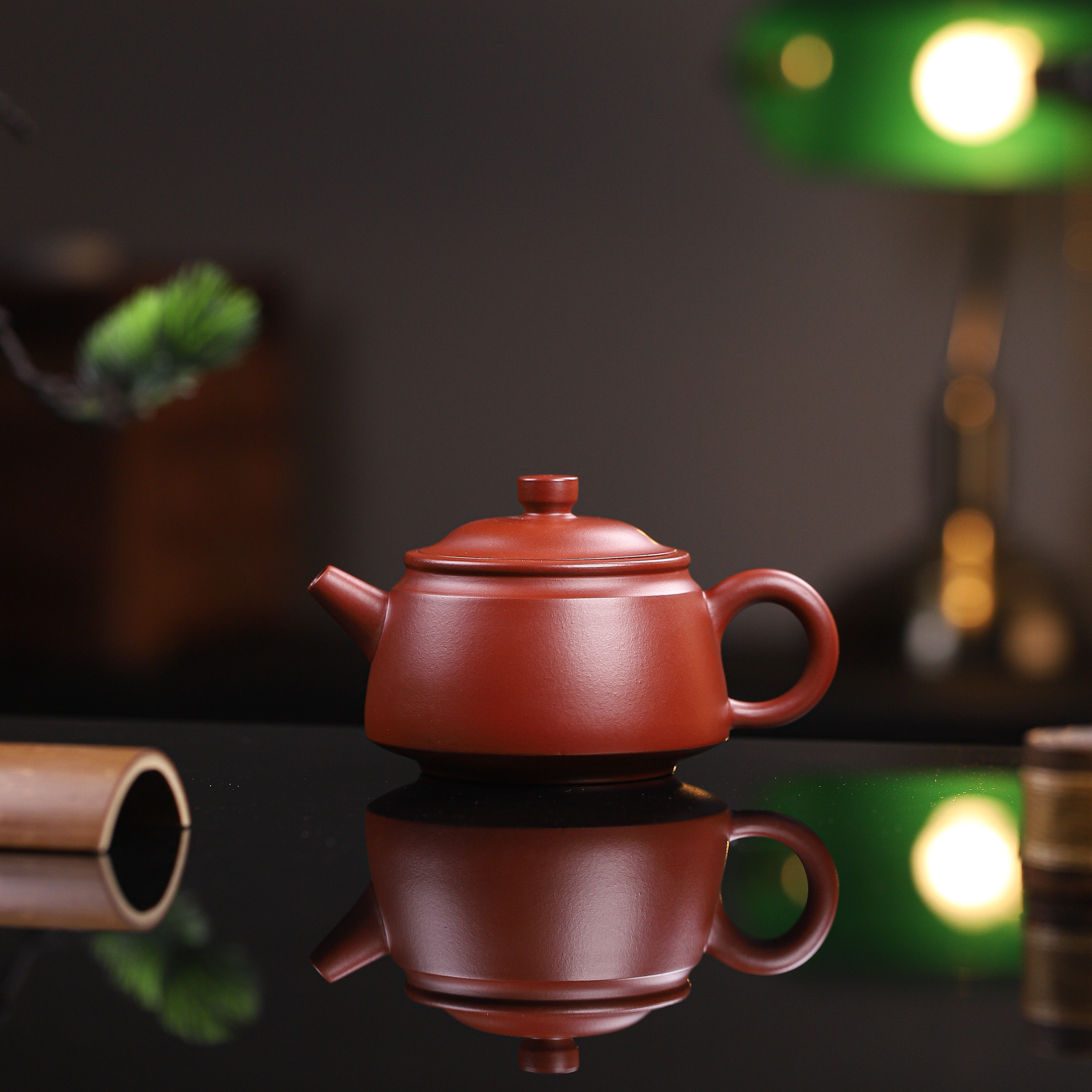 宜兴紫砂壶原矿朱泥大红袍手工壶金钟壶大容量约200C实用球孔出水