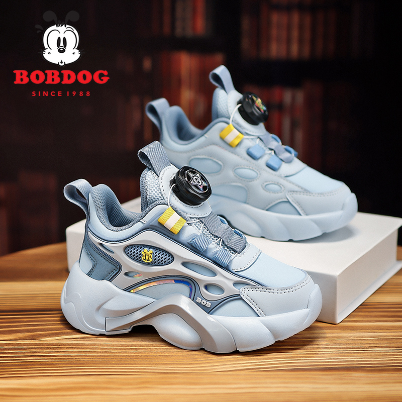 巴布豆男童鞋子皮面防水2025春秋新款防滑耐磨休闲软底儿童运动鞋