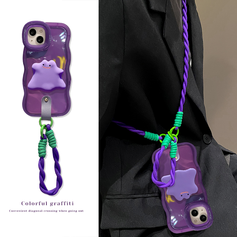 适用苹果vivo华为oppo小米iPhone15卡通怪兽公仔板凳双支架手机壳