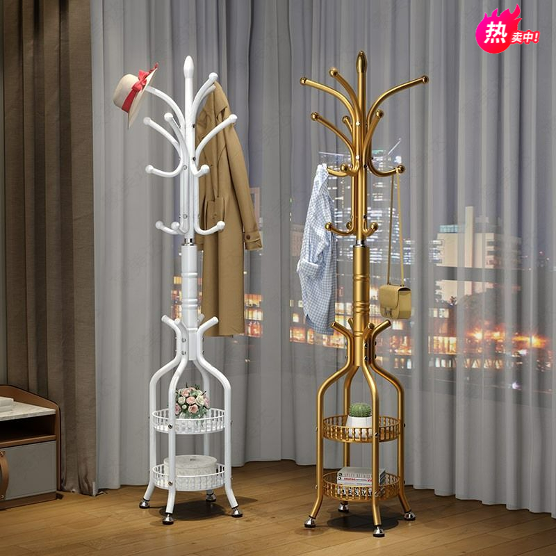 简易衣帽架卧室单杆立式家用铁艺挂包晾衣服架子卧室挂衣架收纳架