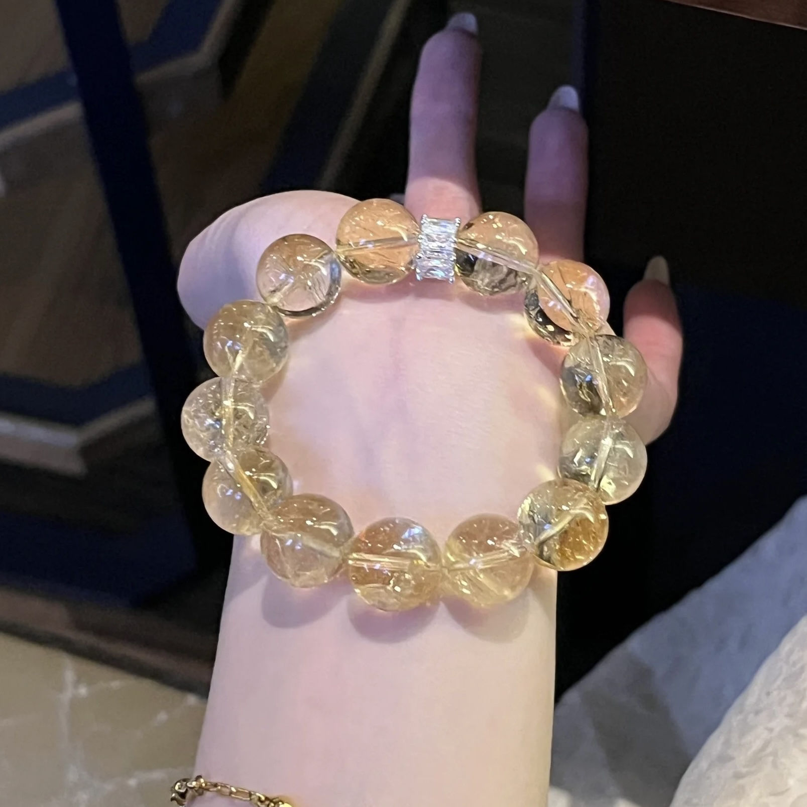 铜合金手链 暴富设计黄阿赛手链女黄色手串招财轻奢小众精致手串