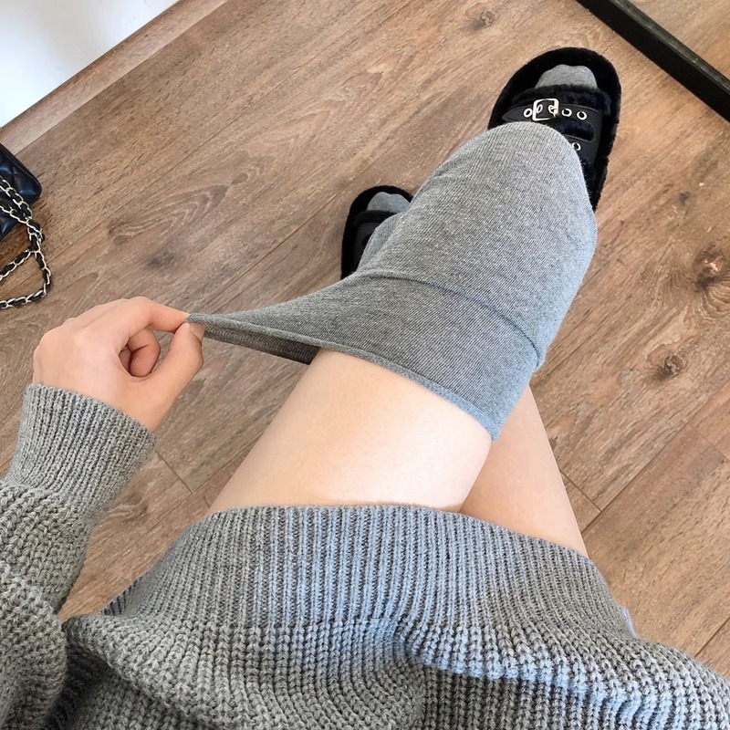 烟灰色过膝袜春秋款长靴子中筒袜长筒袜堆堆袜女空调防晒护膝袜子