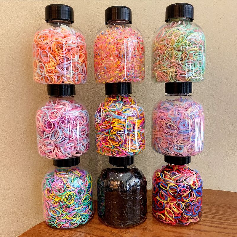 罐装彩色一次性皮筋皮套女夏季简约头绳高弹力橡皮筋儿童发圈头饰