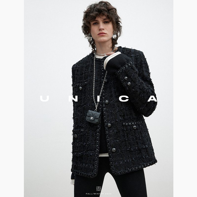 UNICA挚爱文森特_欧洲双C原厂高定线梵高色彩油画笔触花呢外套