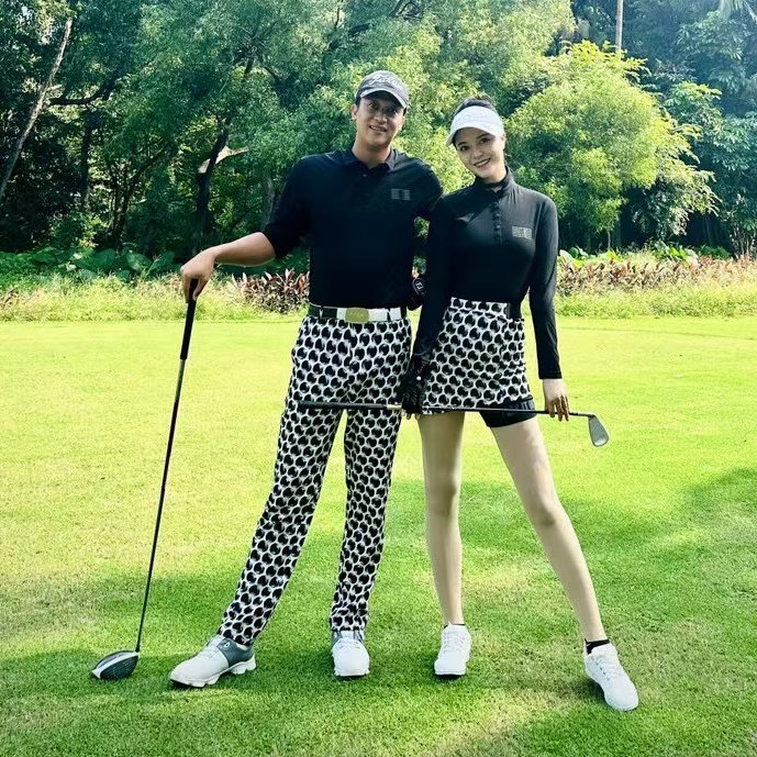 KISSKISSGOLF高尔夫男裤大波点印花长裤休闲时尚显瘦运动裤子男