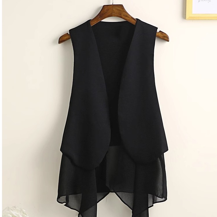 2025新款夏季不规则雪纺马甲女款薄款韩版无袖背心外搭坎肩薄
