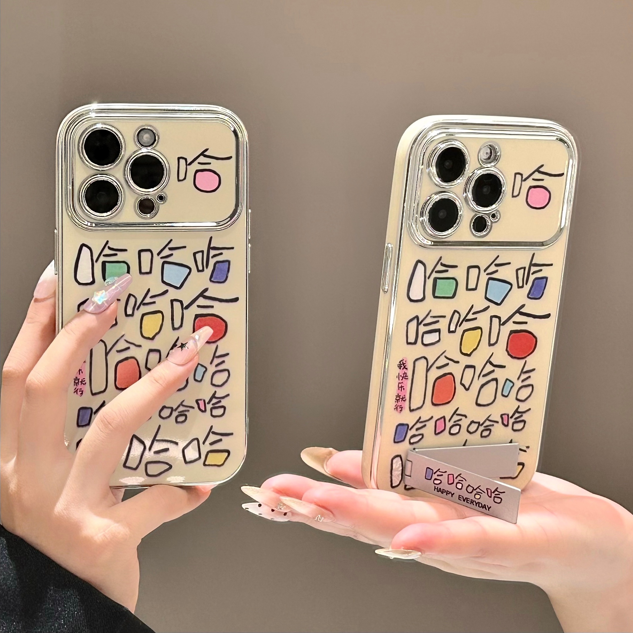 哈哈哈新6D视窗支架壳适用苹果15手机壳华为Pura70vivo小米14oppo