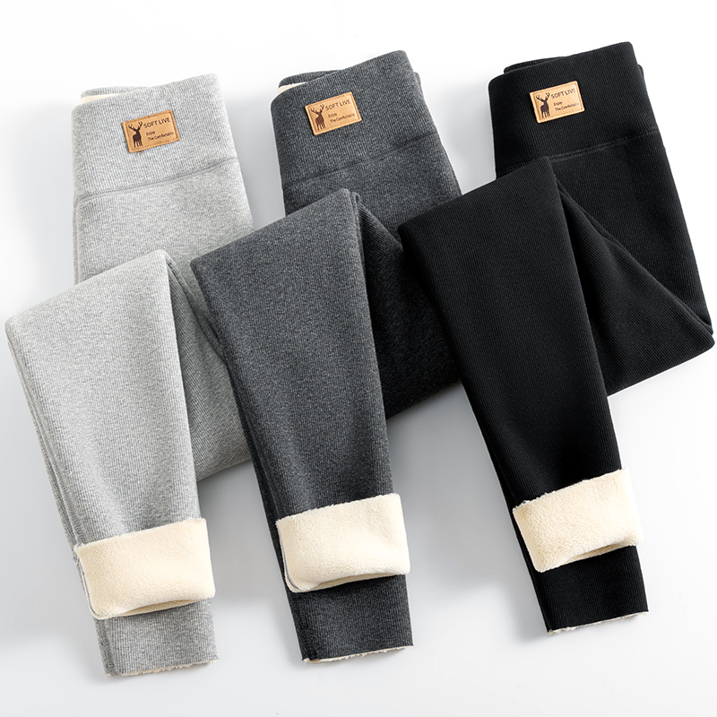 2024新款冬季加绒加厚女童打底裤大童一体绒高腰弹力保暖外穿裤子