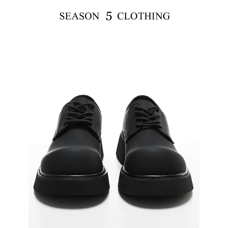 低帮德比鞋男款大头时尚通勤皮鞋圆头黑色增高百搭厚底男鞋潮流