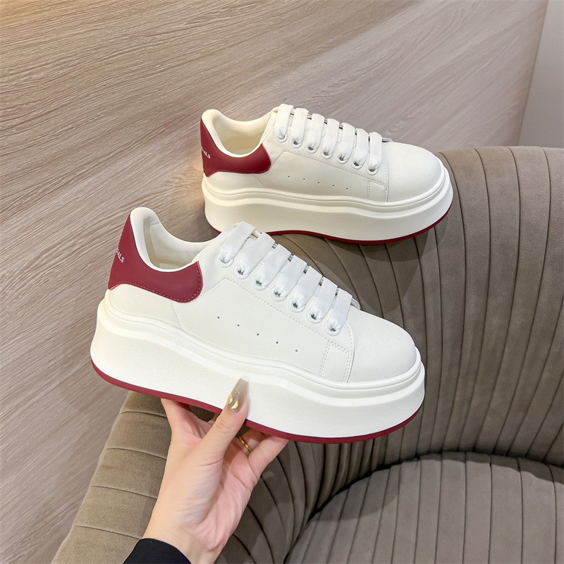 网红小白鞋女厚底时尚韩版红色百搭休闲运动板鞋春季增高松糕鞋女