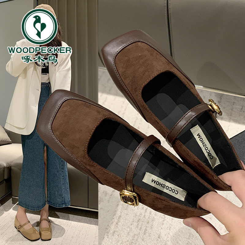 啄木鸟法式复古平底鞋子气质玛丽珍鞋女仙女风配裙子时尚韩版单鞋