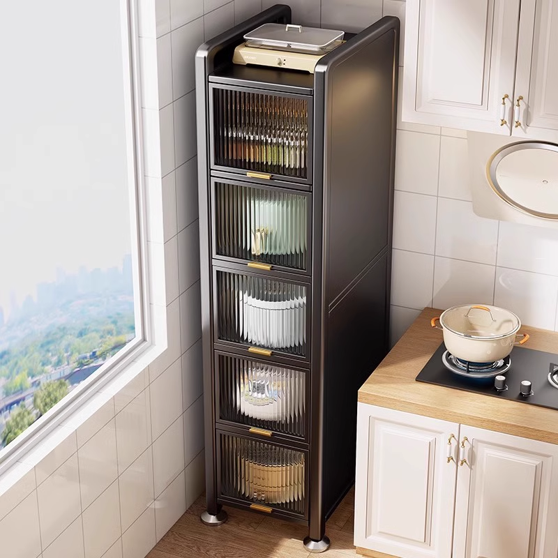 芒达厨房置物架多层落地夹缝收纳柜落地式缝隙收纳餐边柜碗柜子