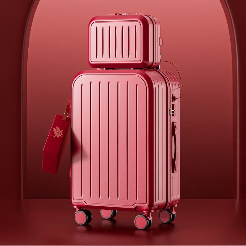 结婚行李箱红色订婚陪嫁嫁妆箱女拉杆箱密码箱子结实耐用新娘婚礼