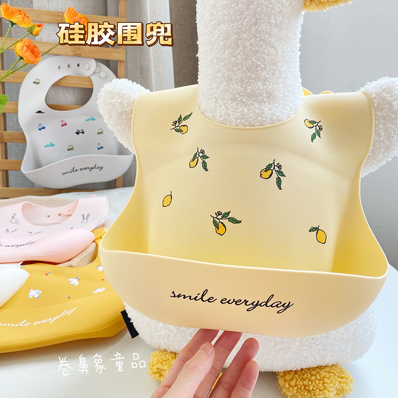 宝宝防水饭兜硅胶口水围兜柔软防污脏婴儿童吃辅食饭围嘴喂饭神器