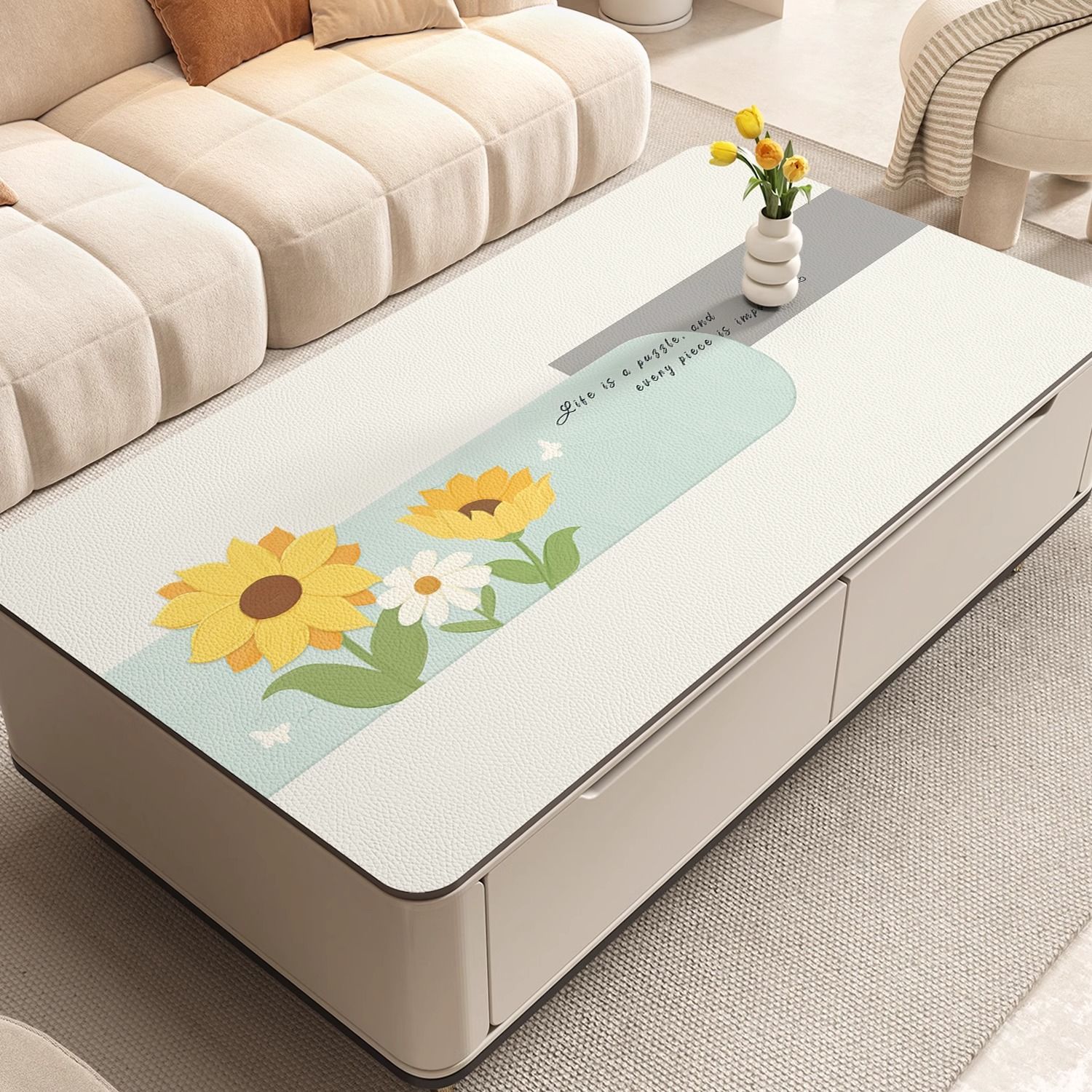 轻奢高级感茶几桌布防油防水免洗防烫客厅电视柜桌垫餐桌布台面垫