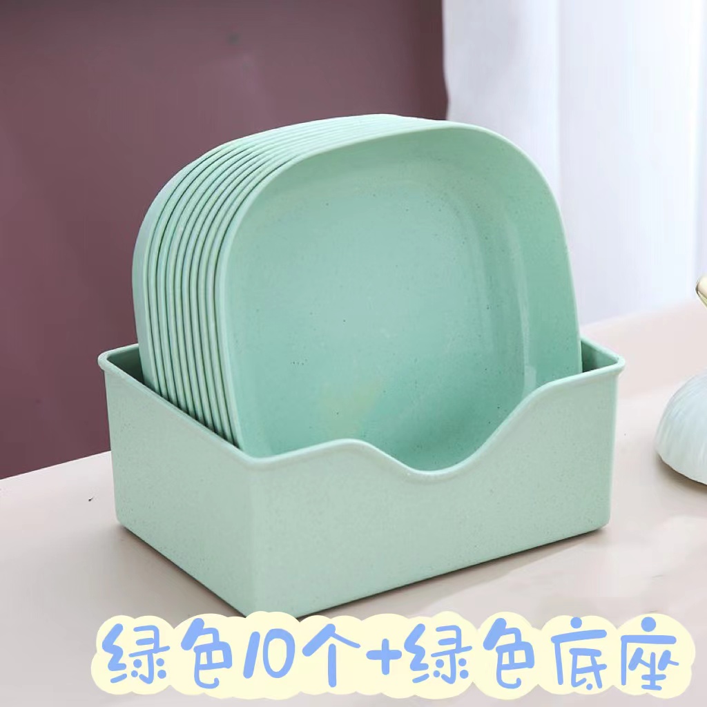 【粉丝专属】10个吐骨碟+1个收纳底座绿色加深小盘子