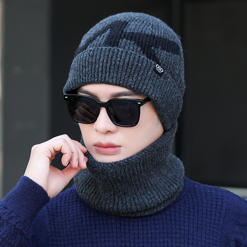 帽子男冬季针织帽潮骑行防寒冷帽护耳加厚保暖加绒棉毛线帽防风