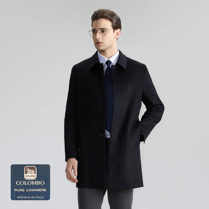 【意大利哥伦布羊绒】COLOMBO进口羊绒大衣男士中长款加厚羊绒外套