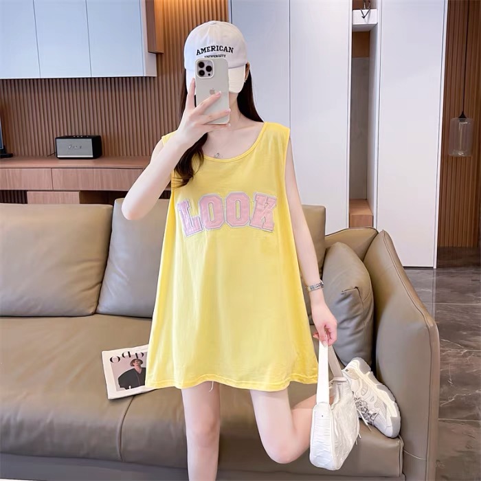 甜美可爱显瘦黄色宽松薄款酷飒风女装高级感纯欲慵懒风女装背心