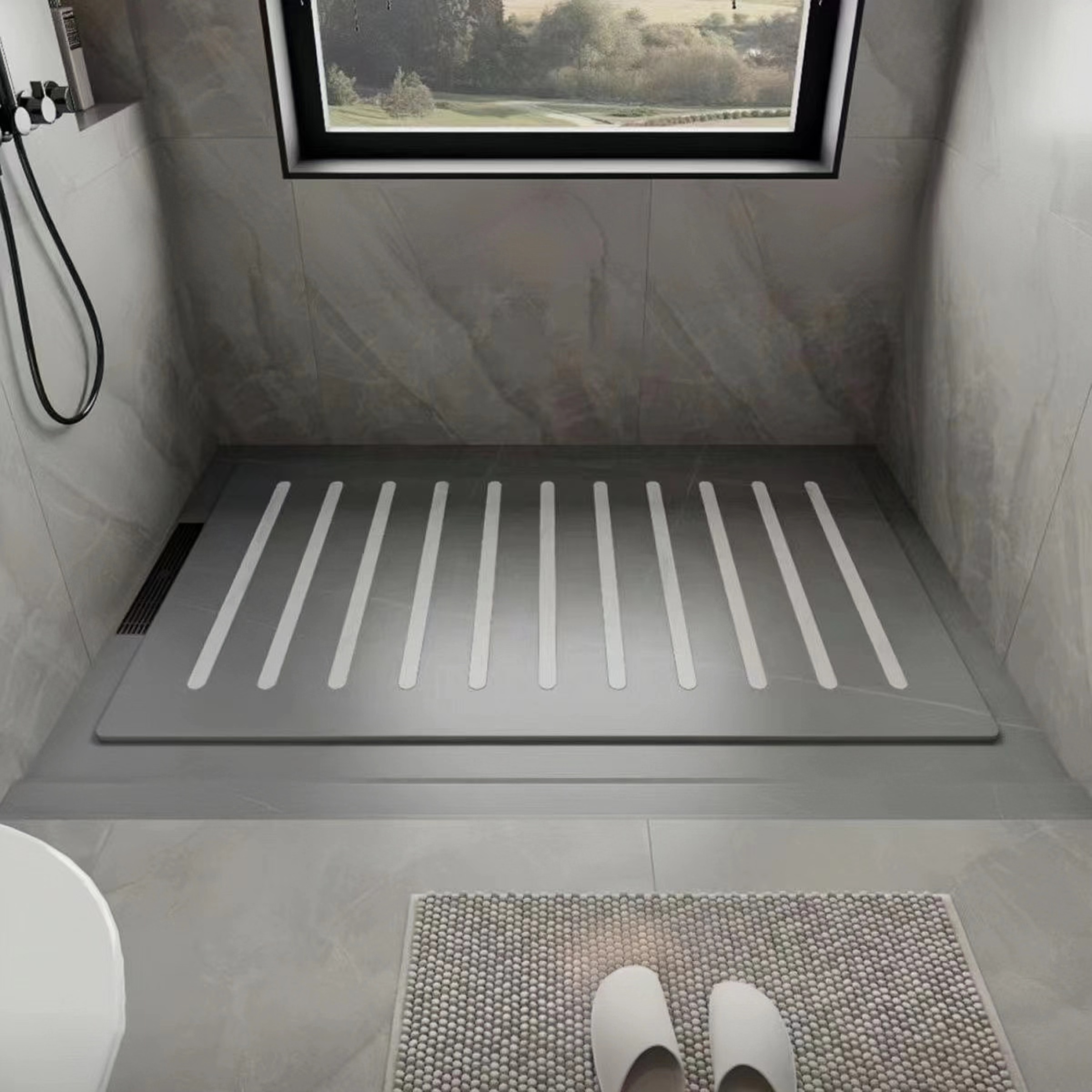 正宗加厚岩板淋浴板下沉式卫生间淋浴防滑石底座大理石拉槽脚踏板