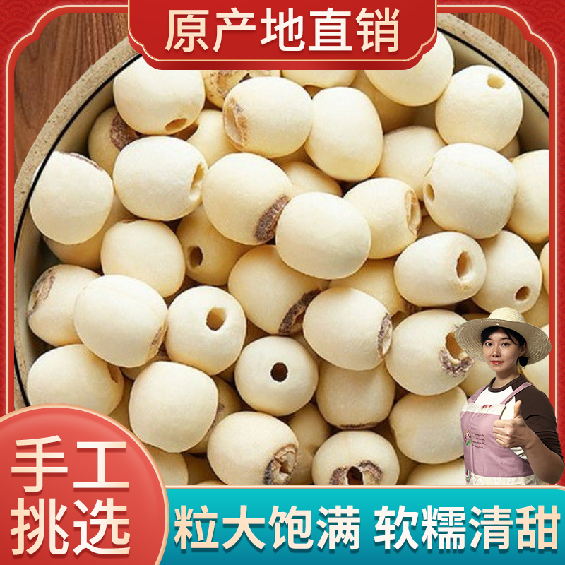 荷忆湖南莲子去芯白莲子500g干货新鲜大袋装颗粒营养饱满莲子干货