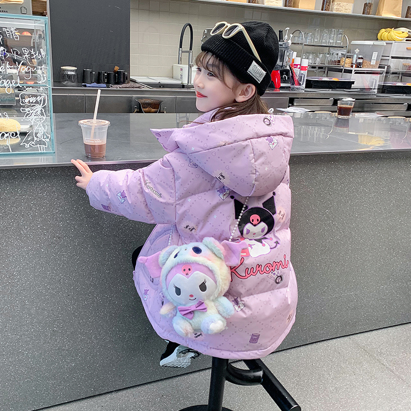 巴拉童年女童羽绒服2024新款新款冬季儿童库洛米加厚保暖90白鸭绒
