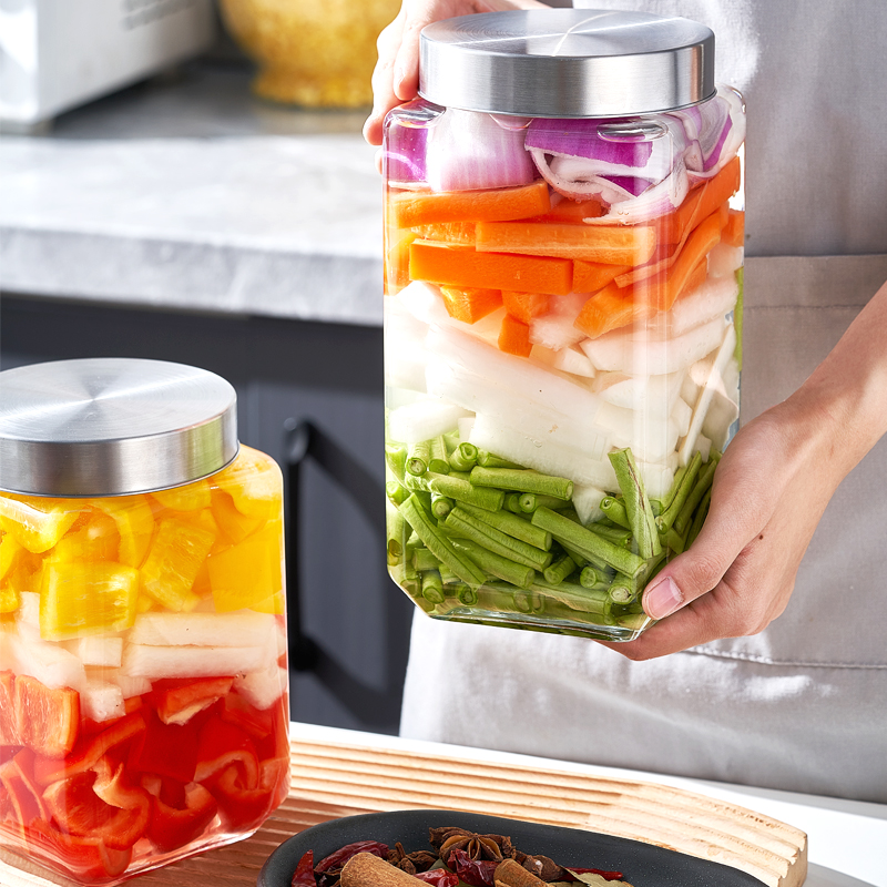 （两只装）加厚玻璃泡菜坛子五谷杂粮陈皮密封罐茶叶糖果收纳罐m