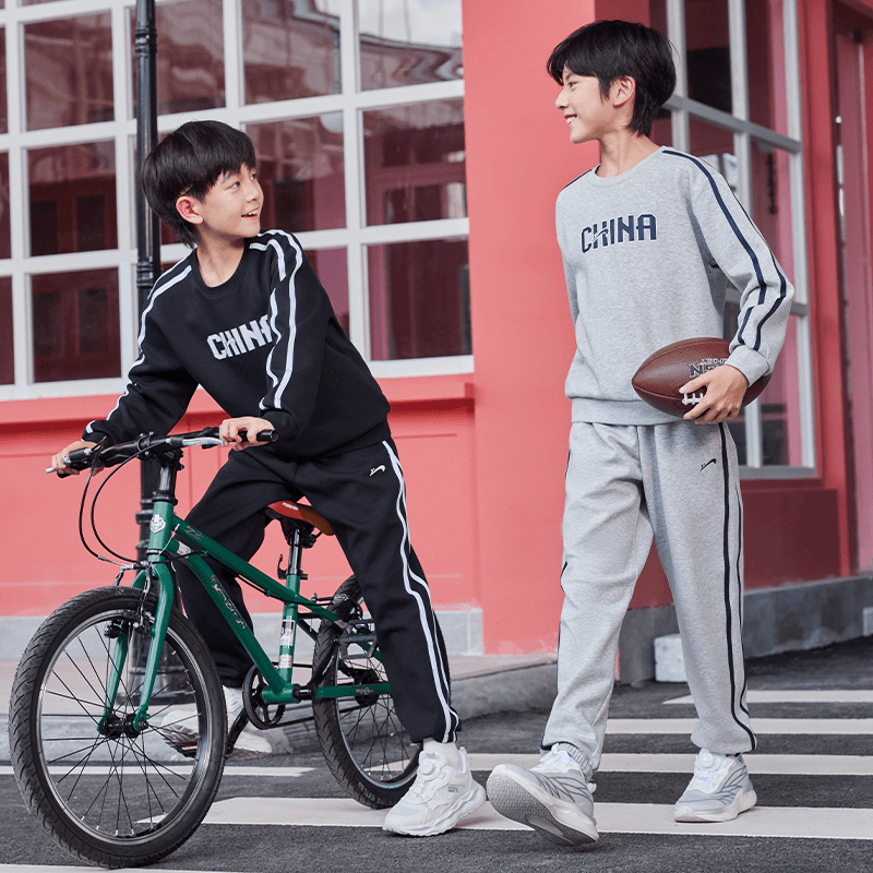 【中国加油】精梳棉不起球套装贵人鸟儿童国潮运动中大童休闲亲子