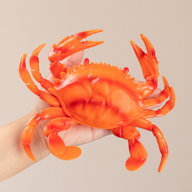仿真螃蟹龙虾软胶海洋动物模型大闸蟹儿童早教认知玩具发声螃蟹