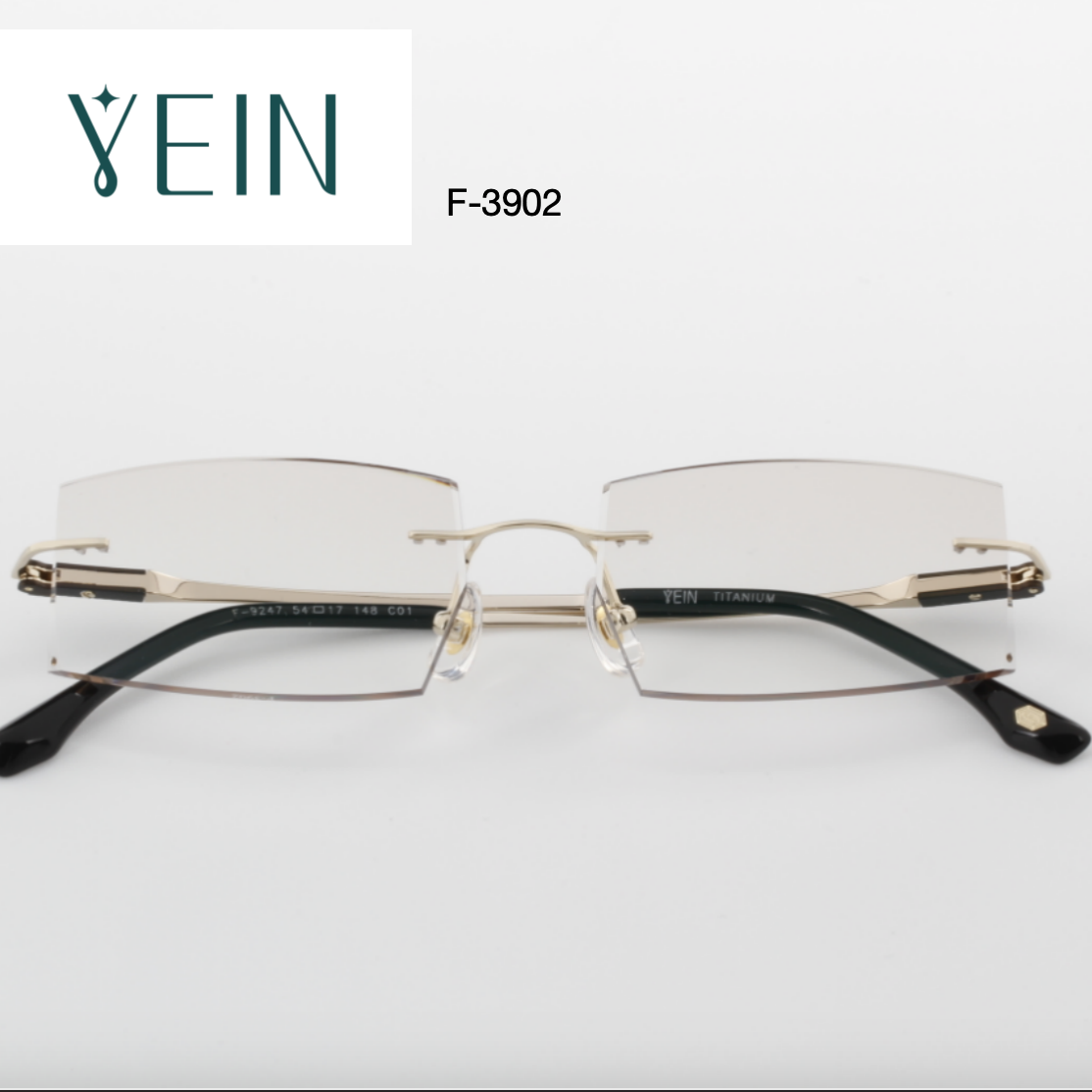 YEIN/魅影F3902钻石纯钛无框切边高端男士定制眼镜男款