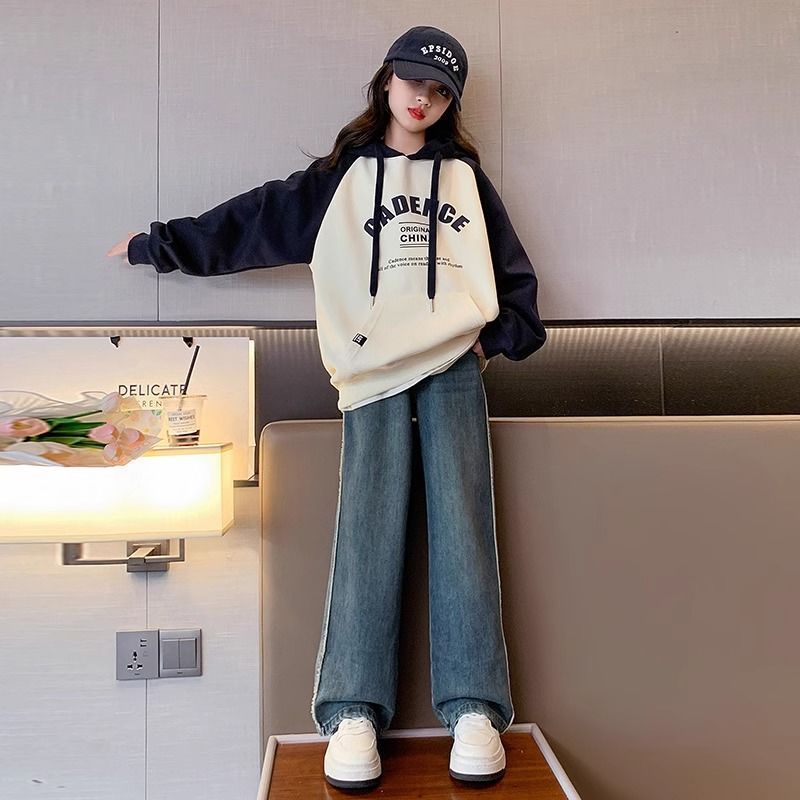 女童连帽卫衣春秋款2025新款儿童炸街童装女大童冬款洋气时髦衣服