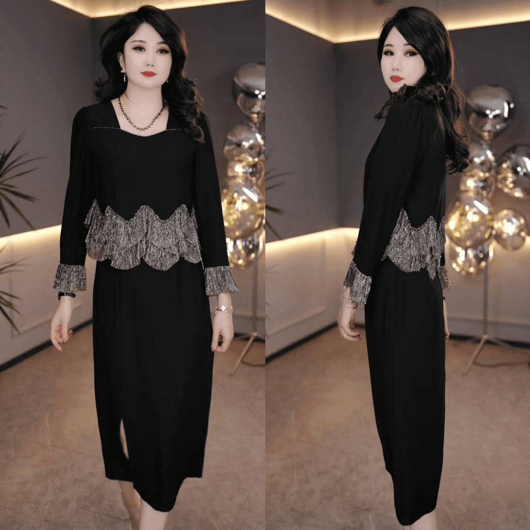 2024早秋新款时尚气质减龄显瘦洋气修身假两件连衣裙女装连衣裙