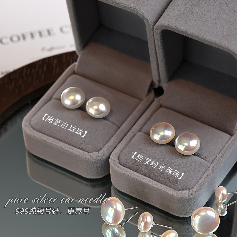 足银树脂耳饰 999纯银馒头珠珠耳钉轻奢新爆款小众耳环高级女耳饰